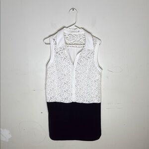 Mustard Seed White Lace Black Color Block Dress Size Medium